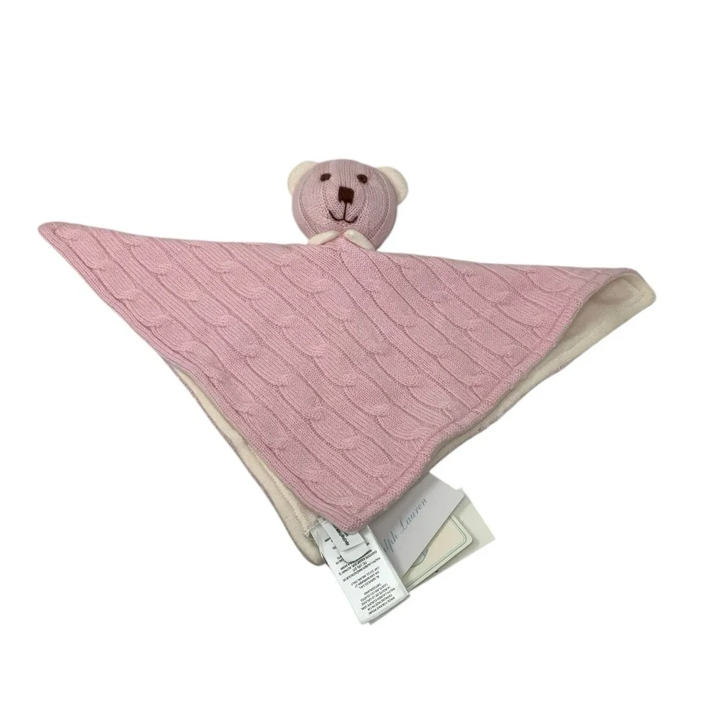 Ralph Lauren Baby Cashmere Pink Bear Lovey Security Blanket Luxury Soft Plush